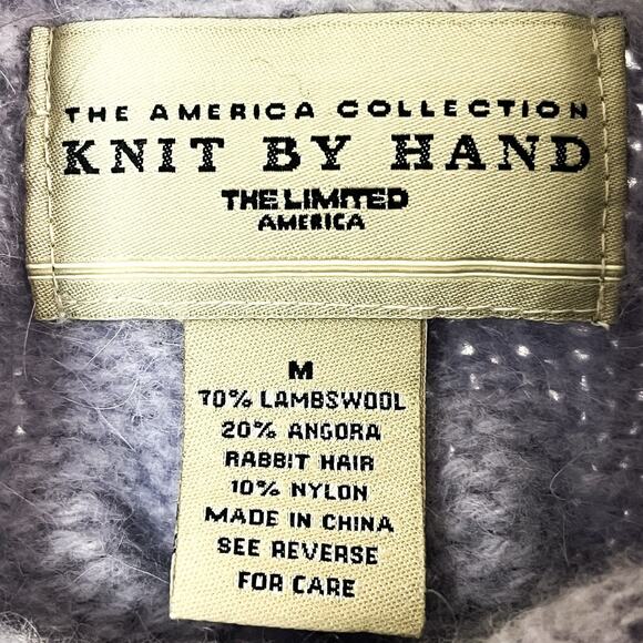 The Limited Womens Lambswool Angora Cable Knit Cropped Sweater - Purple, Size M - Picture 3 of 5